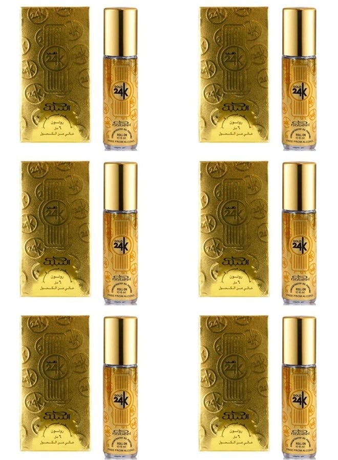 Nabeel 6 Pcs Nabeel Gold 24K Alcohol Free Roll On Oil Perfume 6ML - Image 1